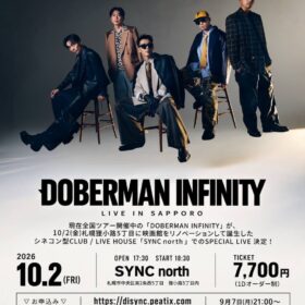 【DOBERMAN INFINITY】10/2(金)「SYNC LIVE!!」に出演決定！